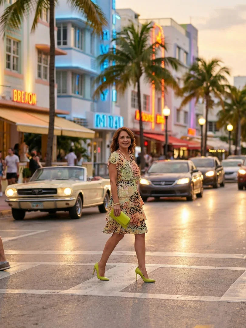 Knee-Length Abstract Dress Women Relaxed Fit Casual