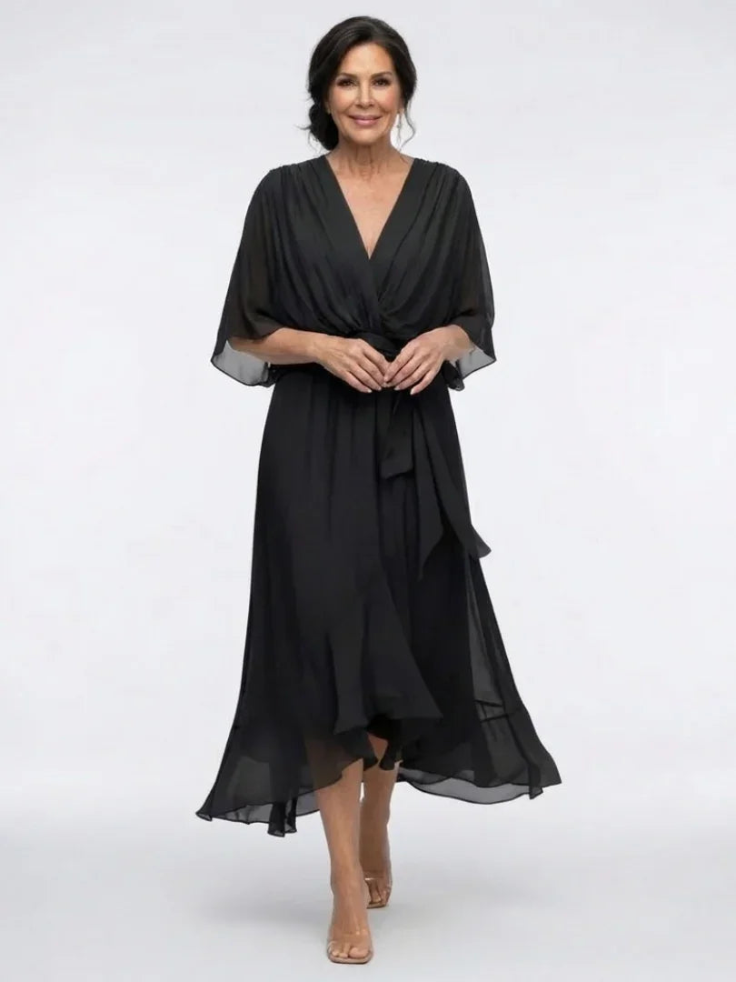 Midi Dress Women Relaxed Fit Casual Waist Tie