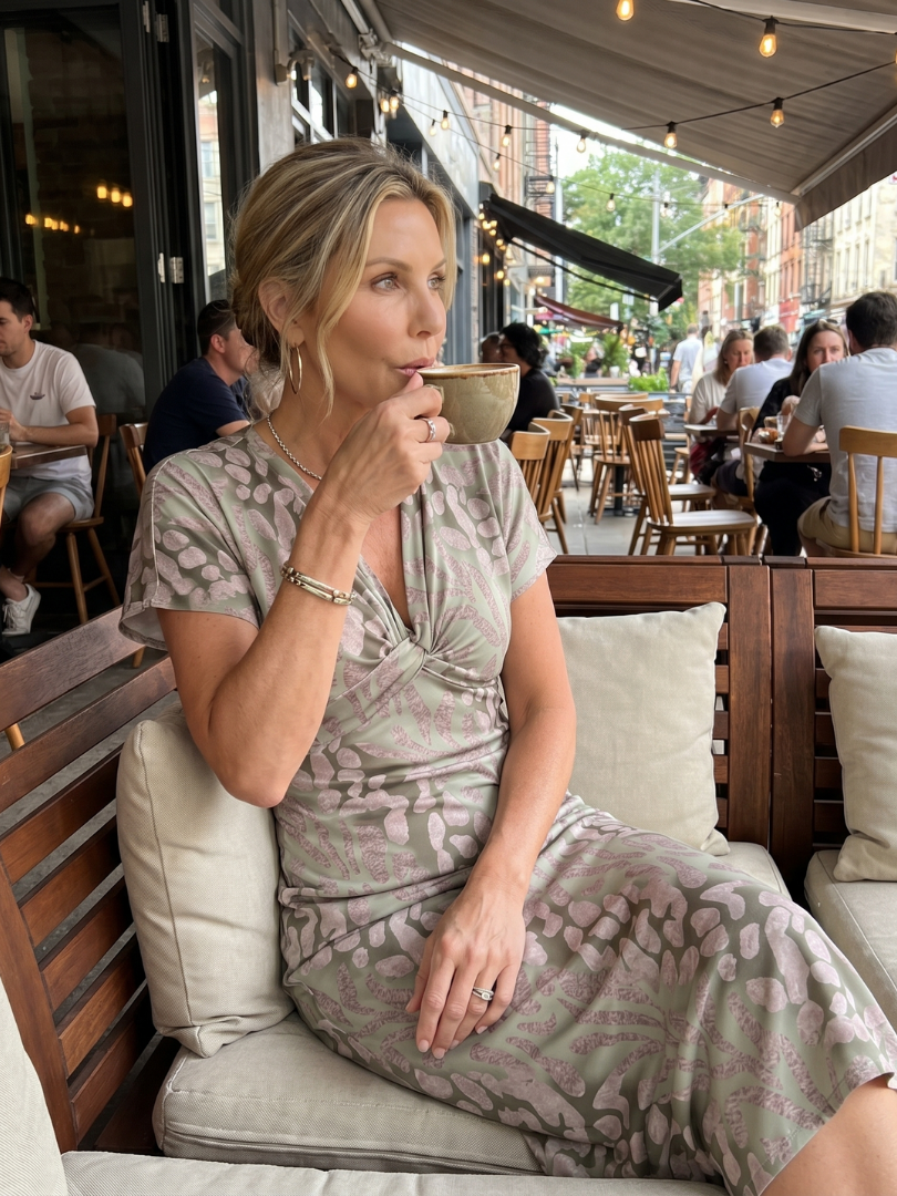 Midi Dress Women Defined Waist Casual
