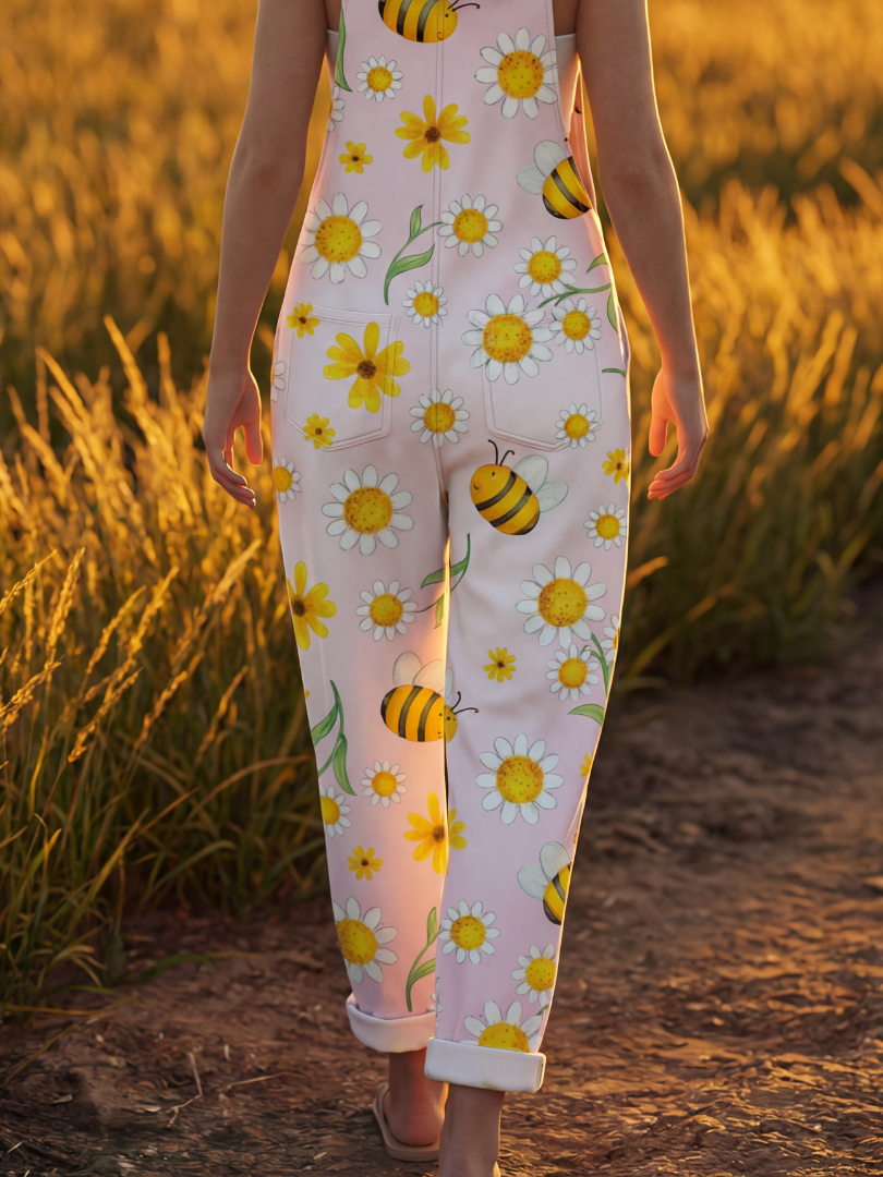 Jumpsuit Women Relaxed Fit Casual Floral Print