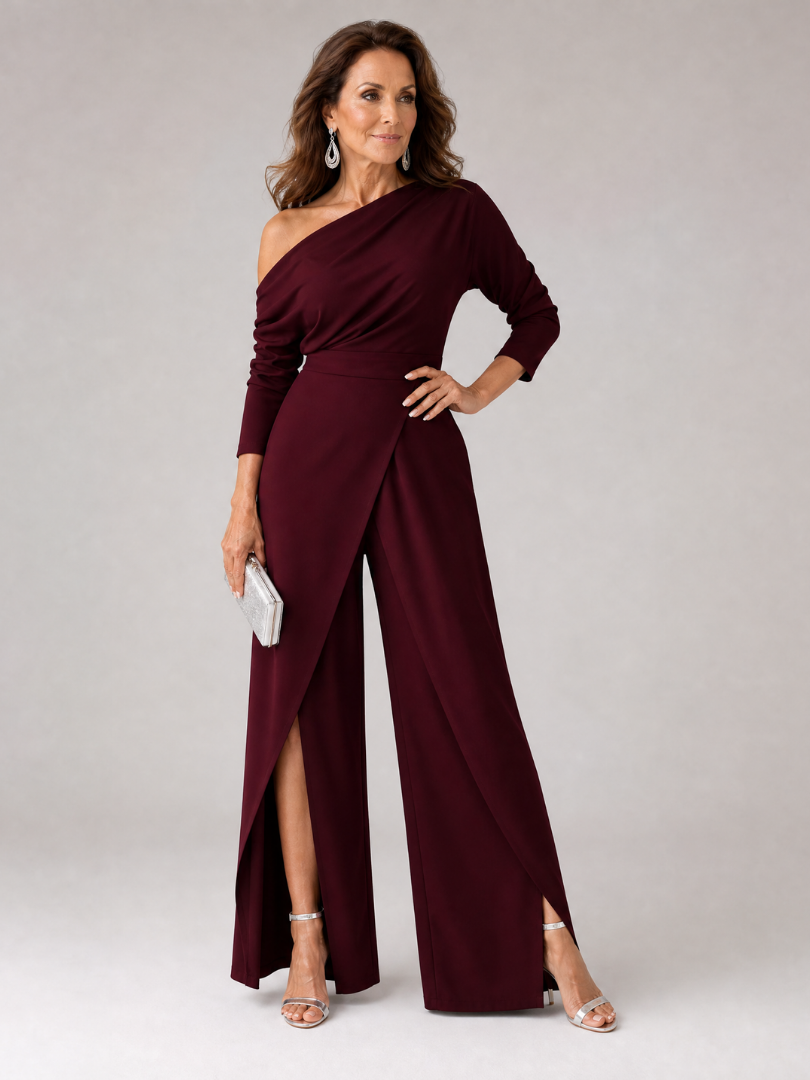 One Shoulder Wide Leg Jumpsuit Women Regular Fit Evening