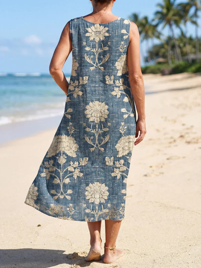 Floral Midi Dress Women Relaxed Fit Casual Summer