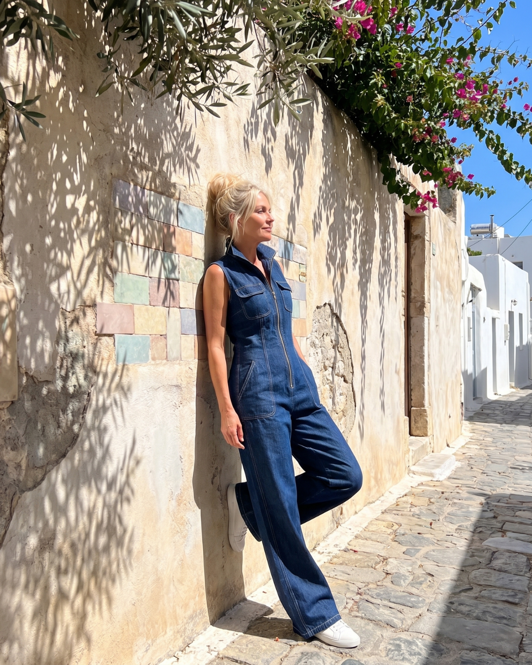Sleeveless Wide Leg Jumpsuit Women Tailored Fit Casual