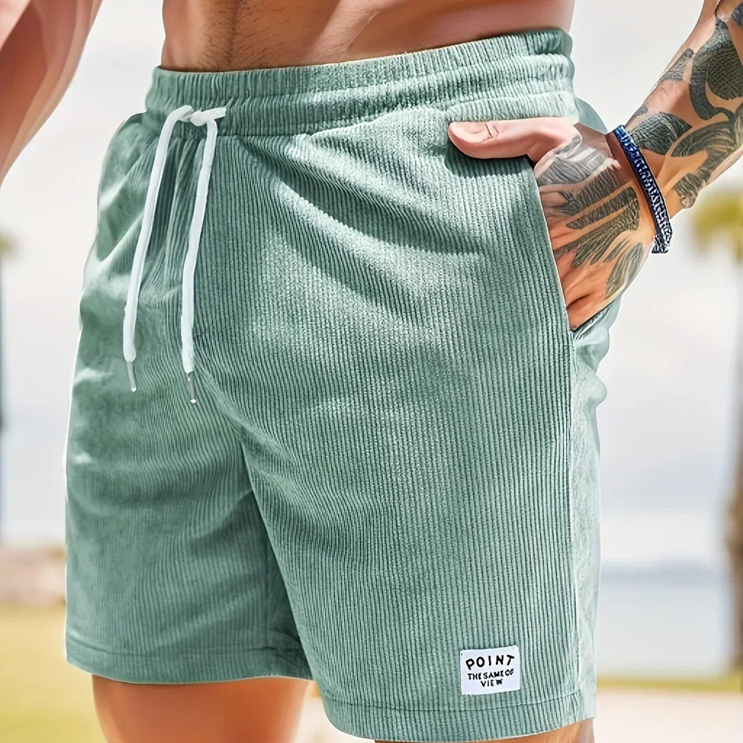 Ribbed Shorts Men Relaxed Fit Casual Summer