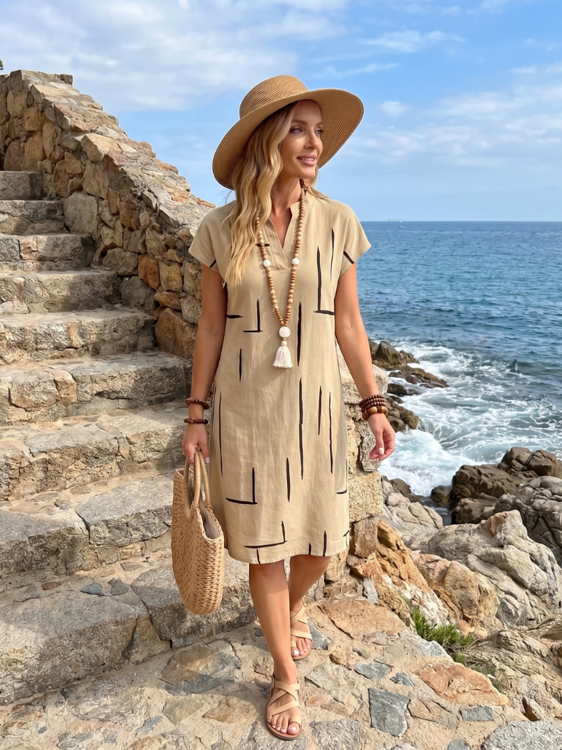 Knee Length Dress Women Relaxed Fit Casual Summer