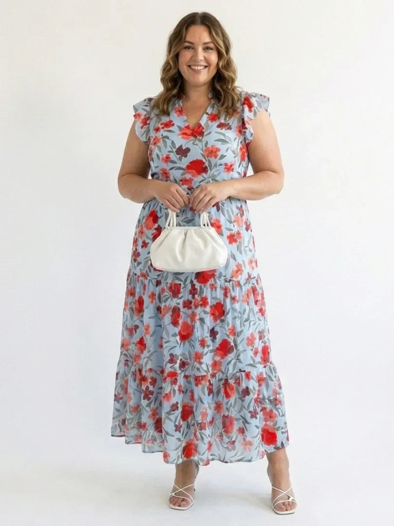 Midi Dress Women Relaxed Fit Casual Summer Floral