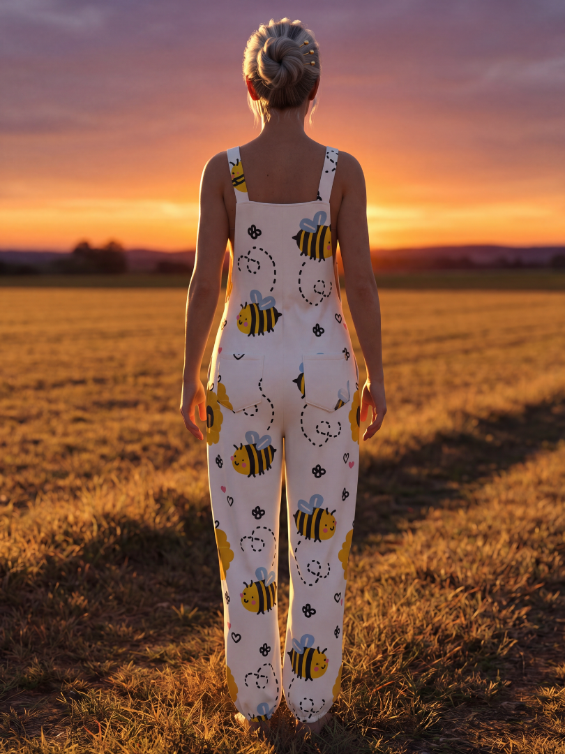 Jumpsuit Women Relaxed Fit Casual Sheep Print