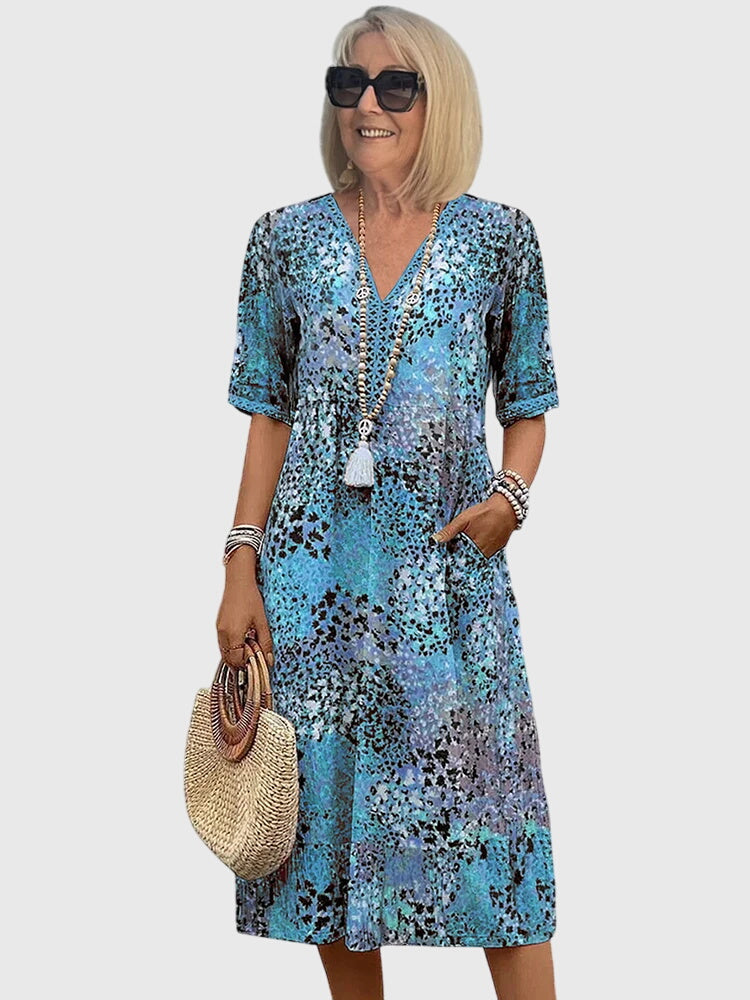Floral Midi Dress Women Regular Fit Casual Elegant
