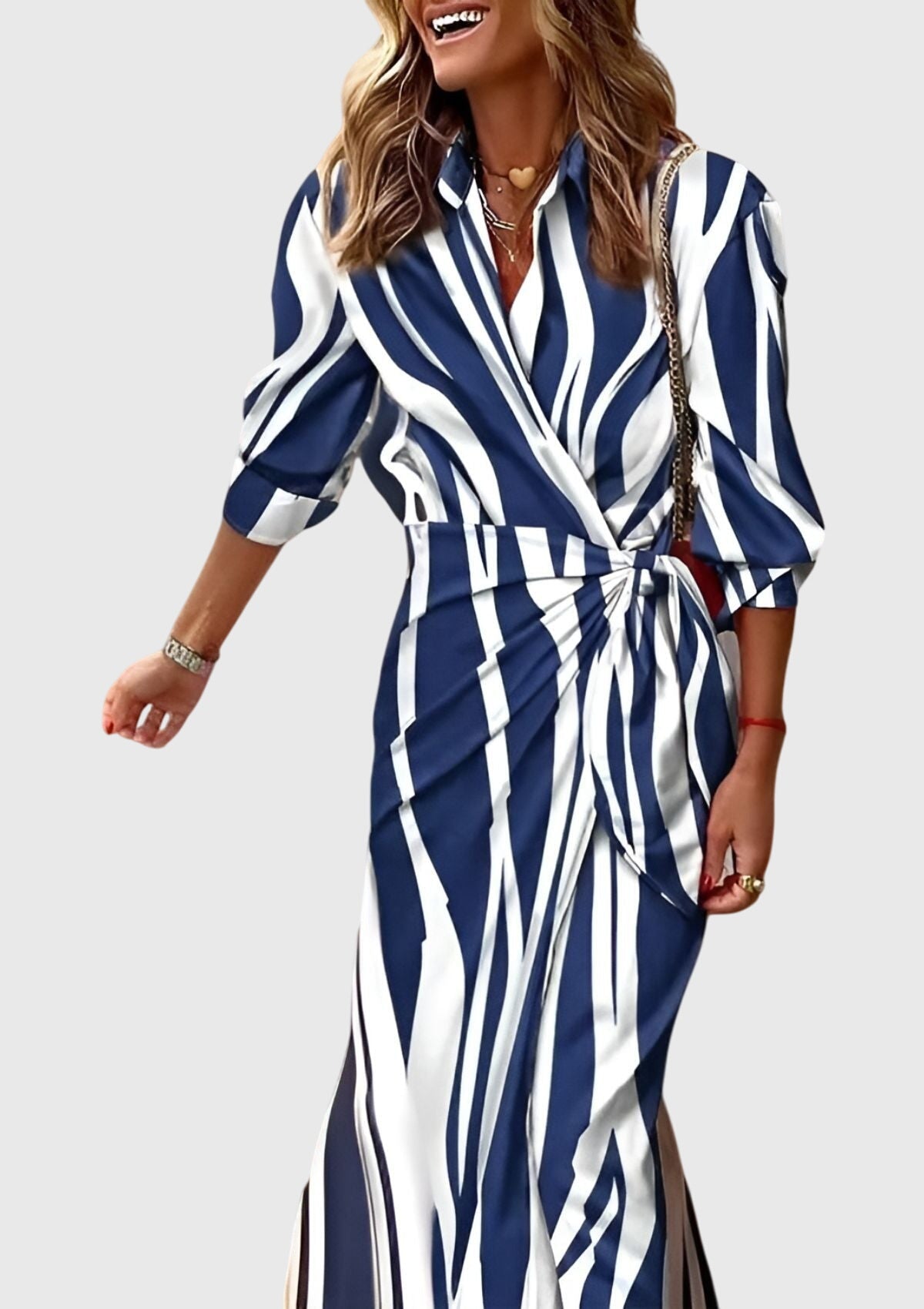 Wrap Dress Women Regular Fit Casual Elegant Print