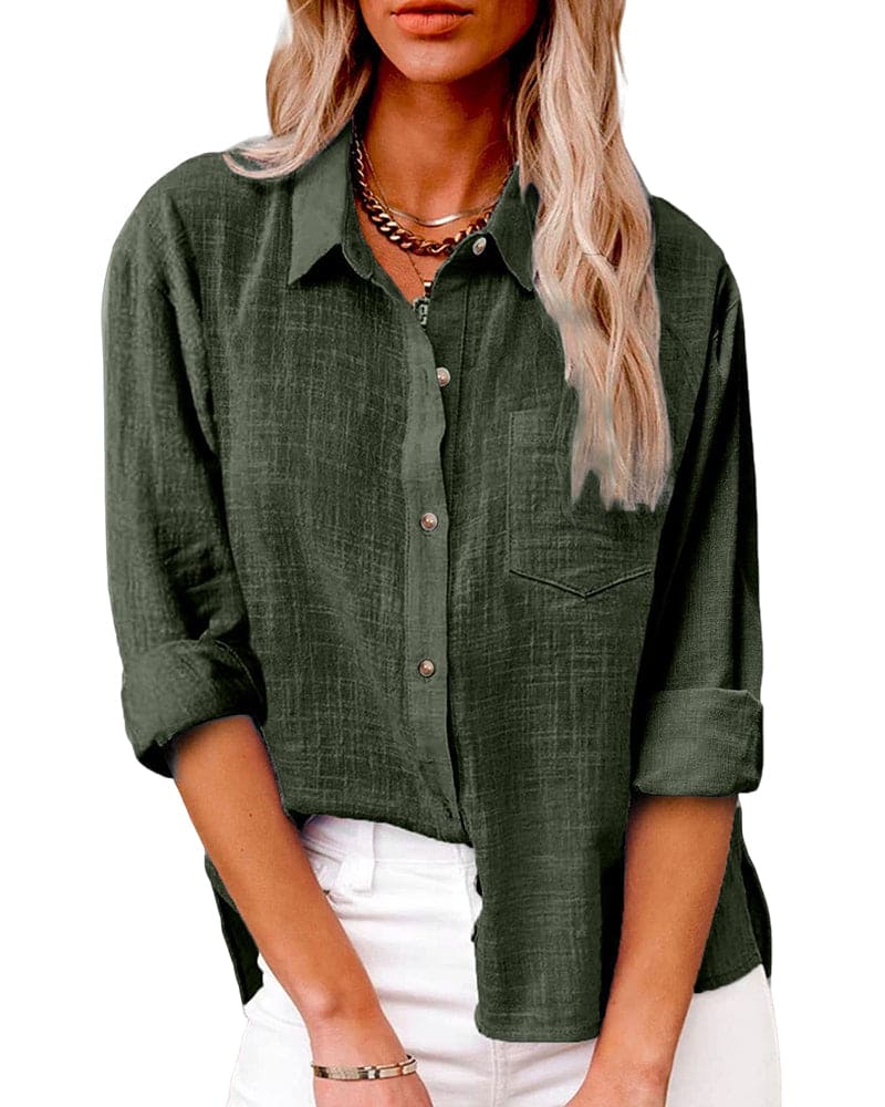 Long Sleeve Blouse Women Regular Fit Casual