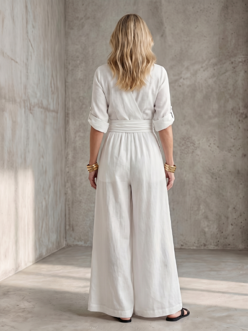Jumpsuit Women Defined Waist Wide Leg Casual