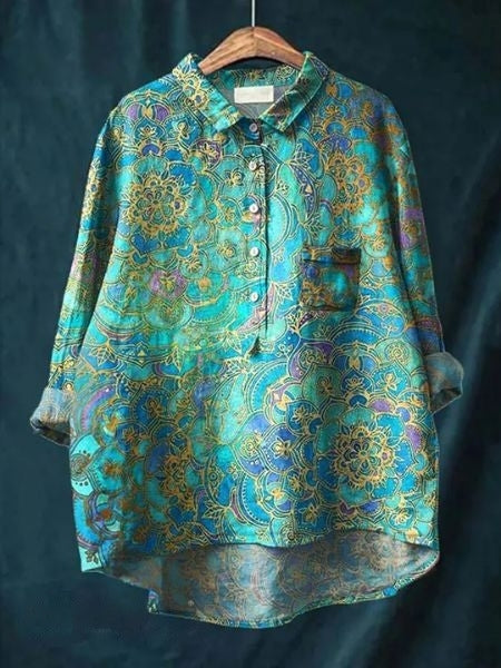 Floral Blouse Women Flowing Fit Casual Elegant