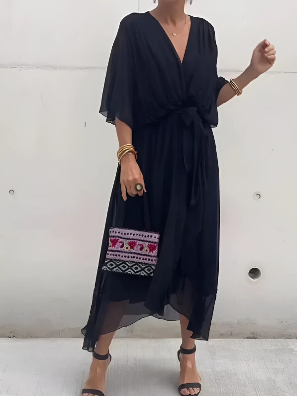 Wrap Midi Dress Women Regular Fit Casual Elegant