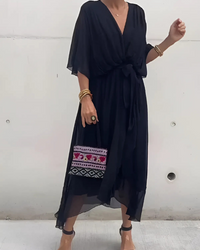 Wrap Midi Dress Women Regular Fit Casual Elegant