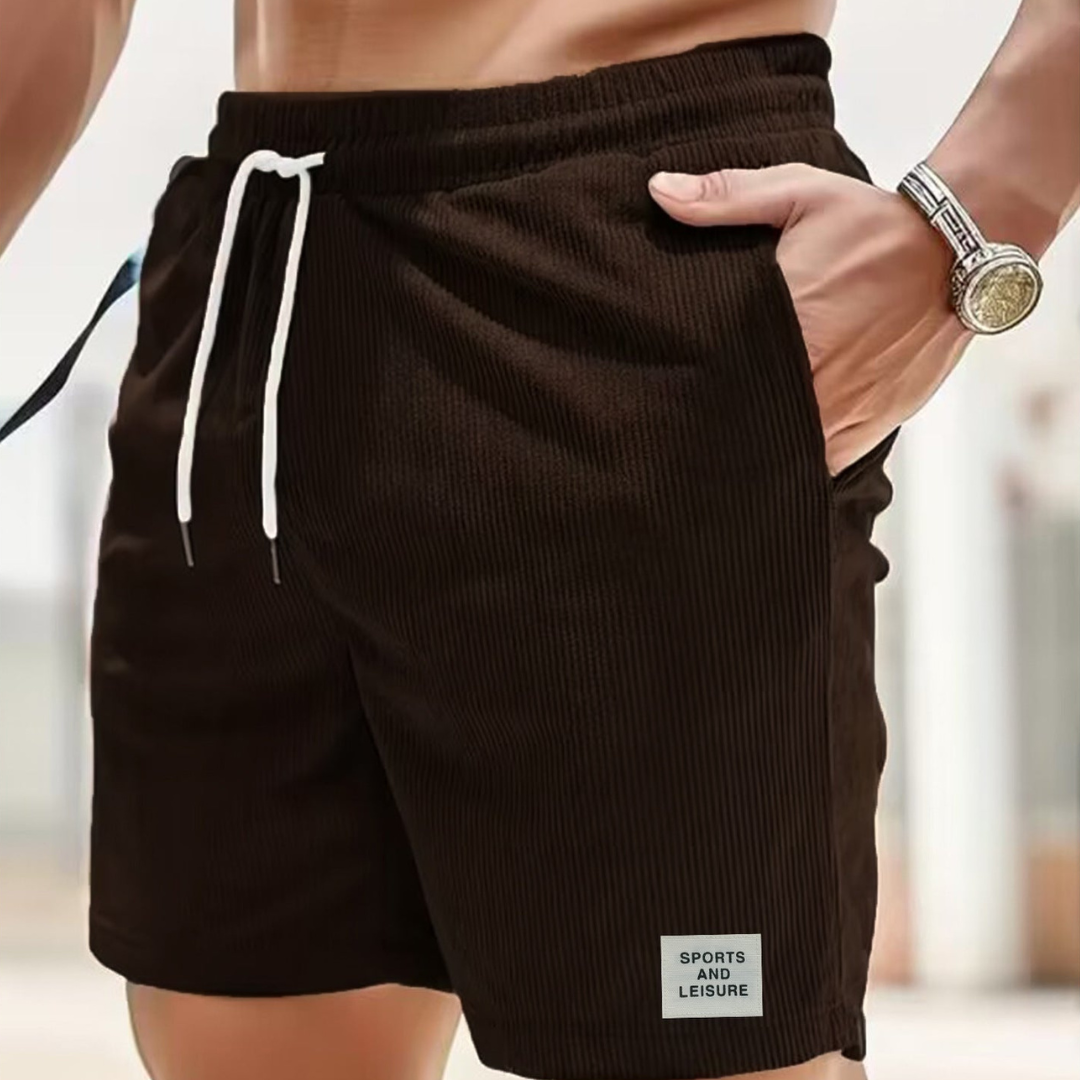Ribbed Shorts Men Relaxed Fit Casual Summer