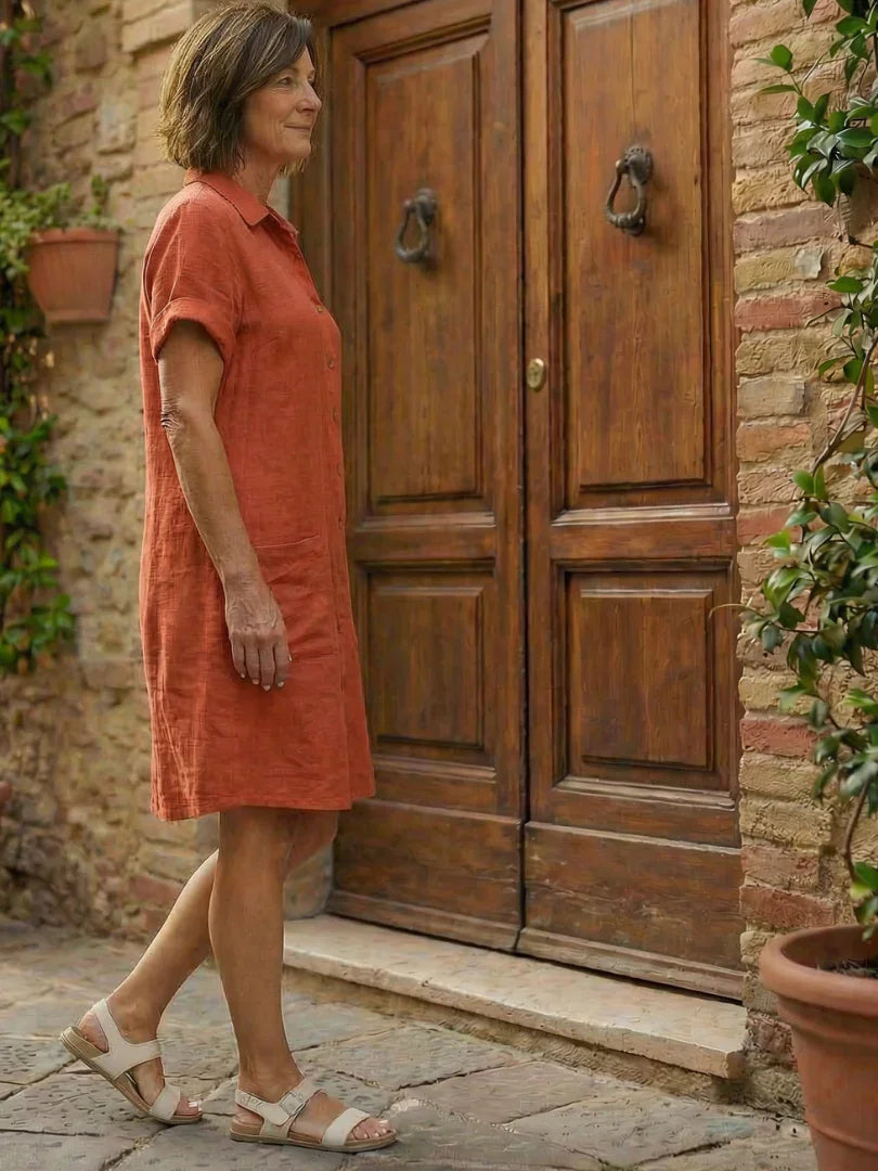 Button-Front Dress Women Relaxed Fit Casual Summer