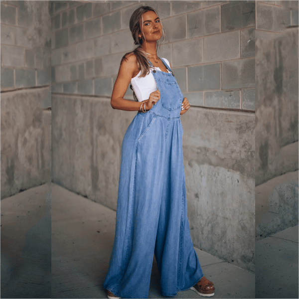 Wide-Leg Jumpsuit Women Relaxed Fit Casual