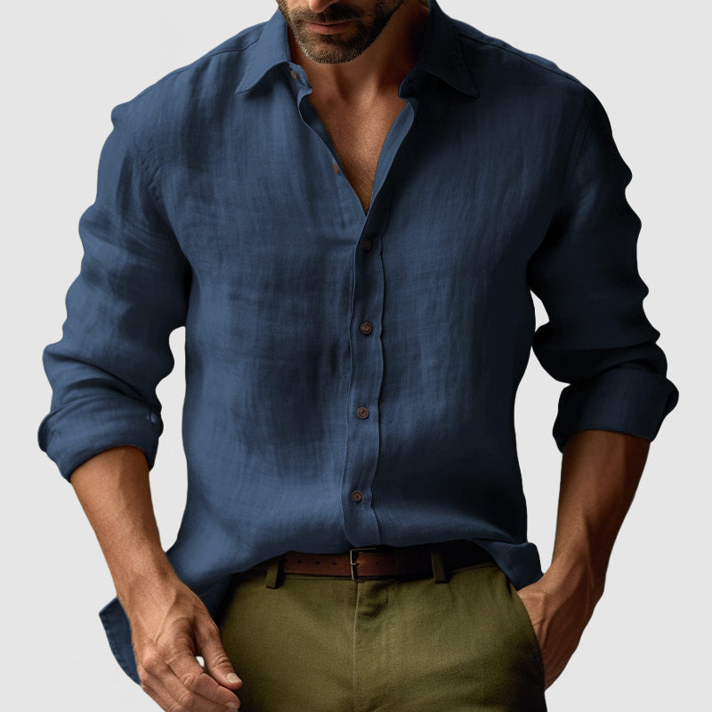 Button-Down Shirt Men Relaxed Fit Casual Long Sleeve
