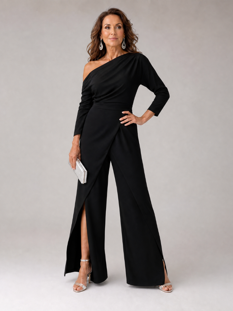 One Shoulder Wide Leg Jumpsuit Women Regular Fit Evening