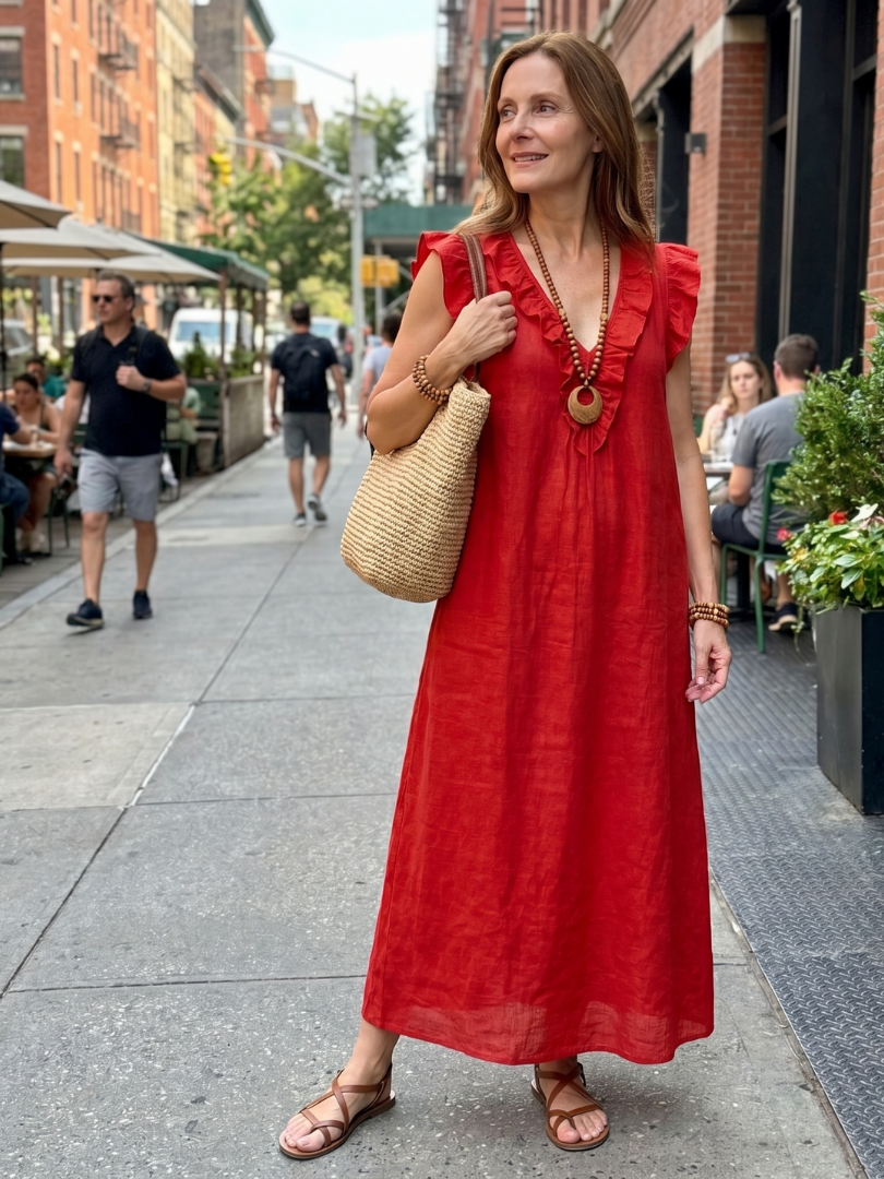 Sleeveless Midi Dress Women Relaxed Fit Casual