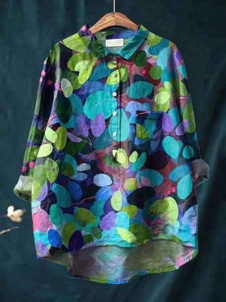 Floral Blouse Women Flowing Fit Casual Elegant