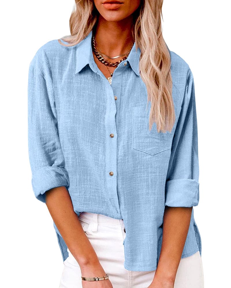Long Sleeve Blouse Women Regular Fit Casual