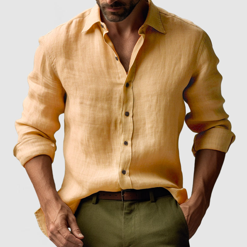 Button-Down Shirt Men Relaxed Fit Casual Long Sleeve