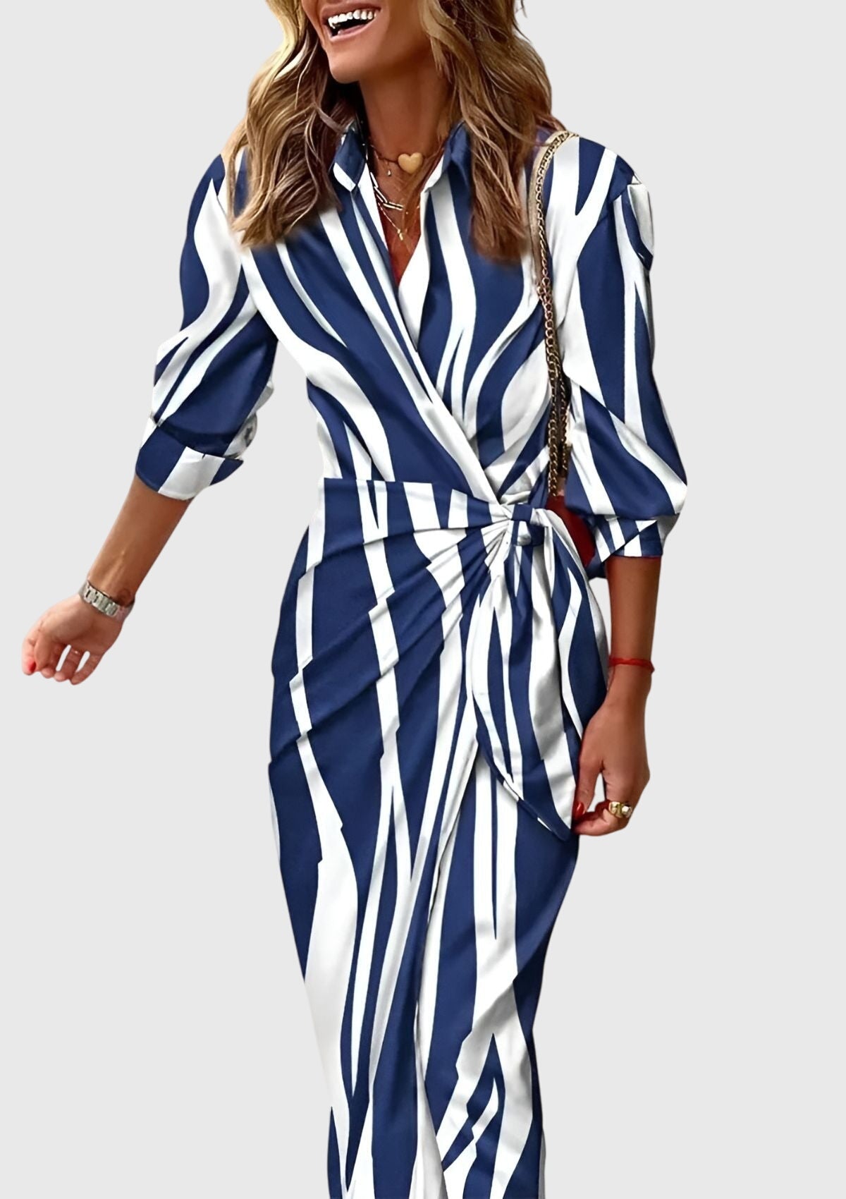 Wrap Dress Women Regular Fit Casual Elegant Print