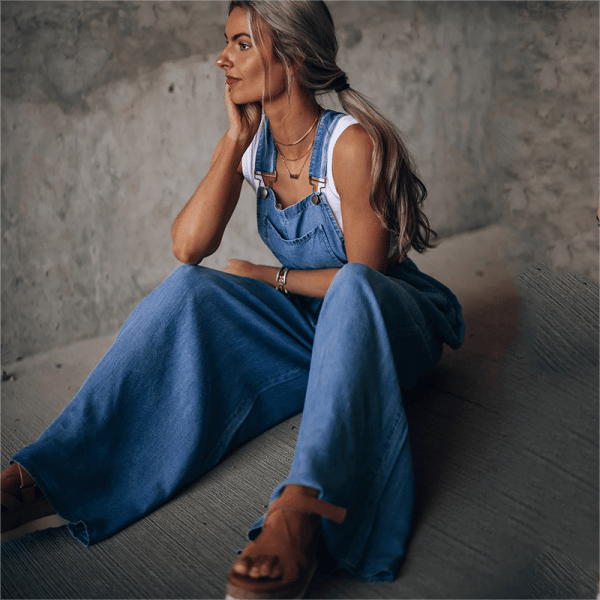 Wide-Leg Jumpsuit Women Relaxed Fit Casual