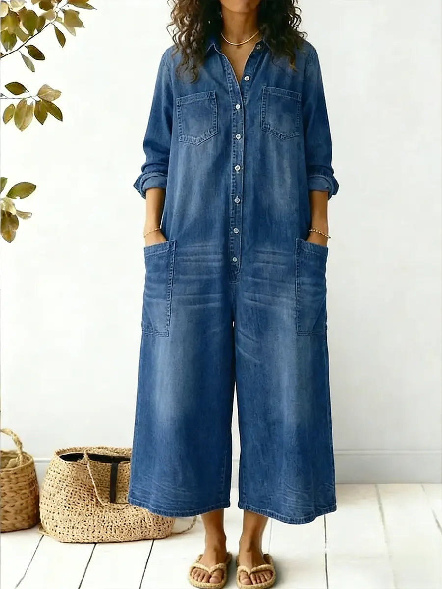 Wide-Leg Jumpsuit Women Relaxed Fit Casual