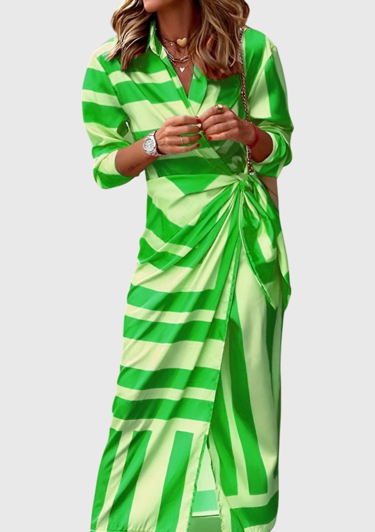Wrap Dress Women Regular Fit Casual Elegant Print