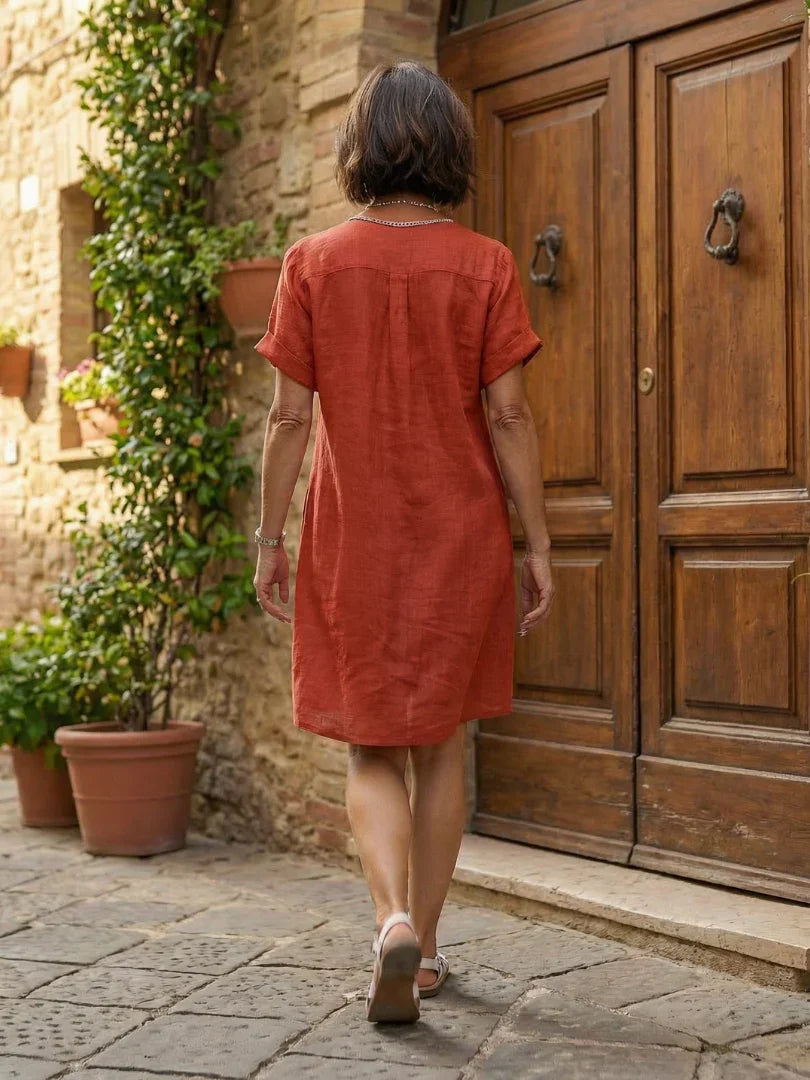 Button-Front Dress Women Relaxed Fit Casual Summer