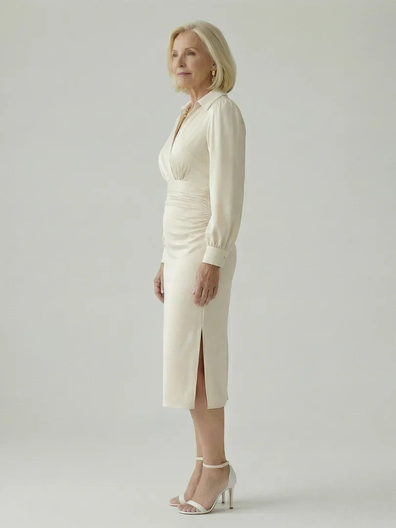 Midi Dress Women Slim Fit Casual Wrap Style