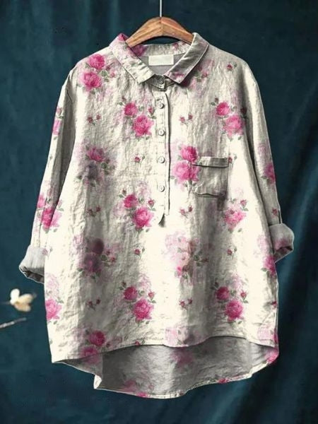 Floral Blouse Women Flowing Fit Casual Elegant