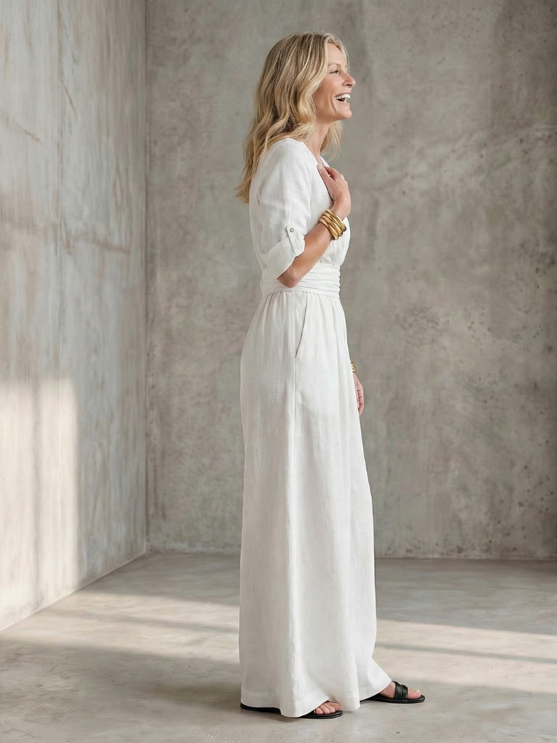Jumpsuit Women Defined Waist Wide Leg Casual
