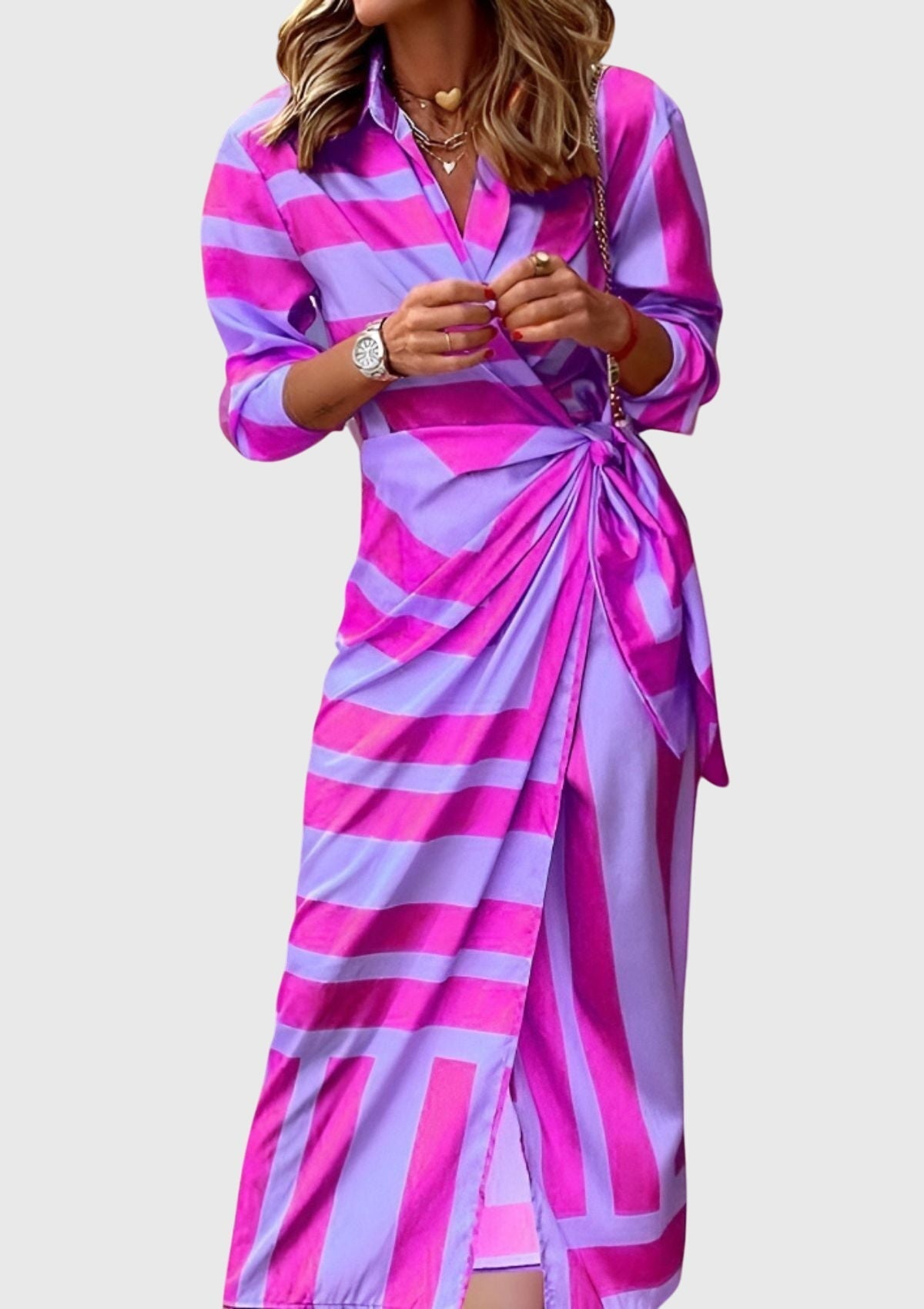 Wrap Dress Women Regular Fit Casual Elegant Print