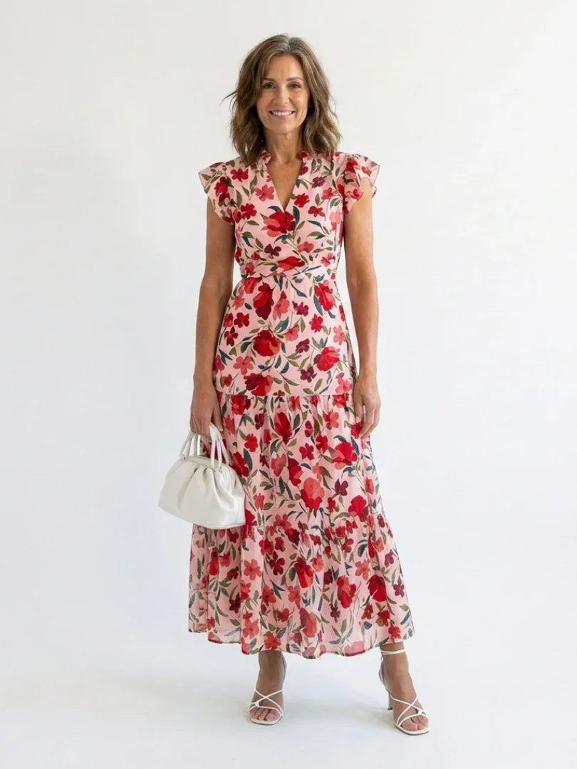 Midi Dress Women Relaxed Fit Casual Summer Floral
