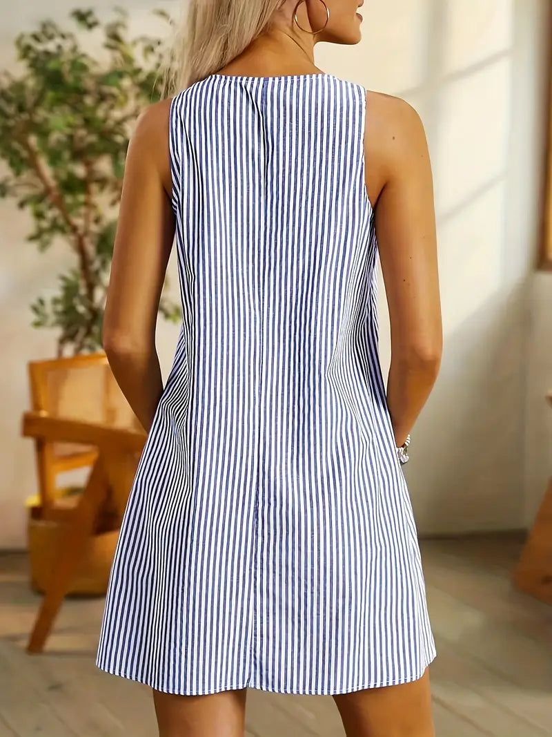 Short Striped Dress Women Regular Fit Casual Summer