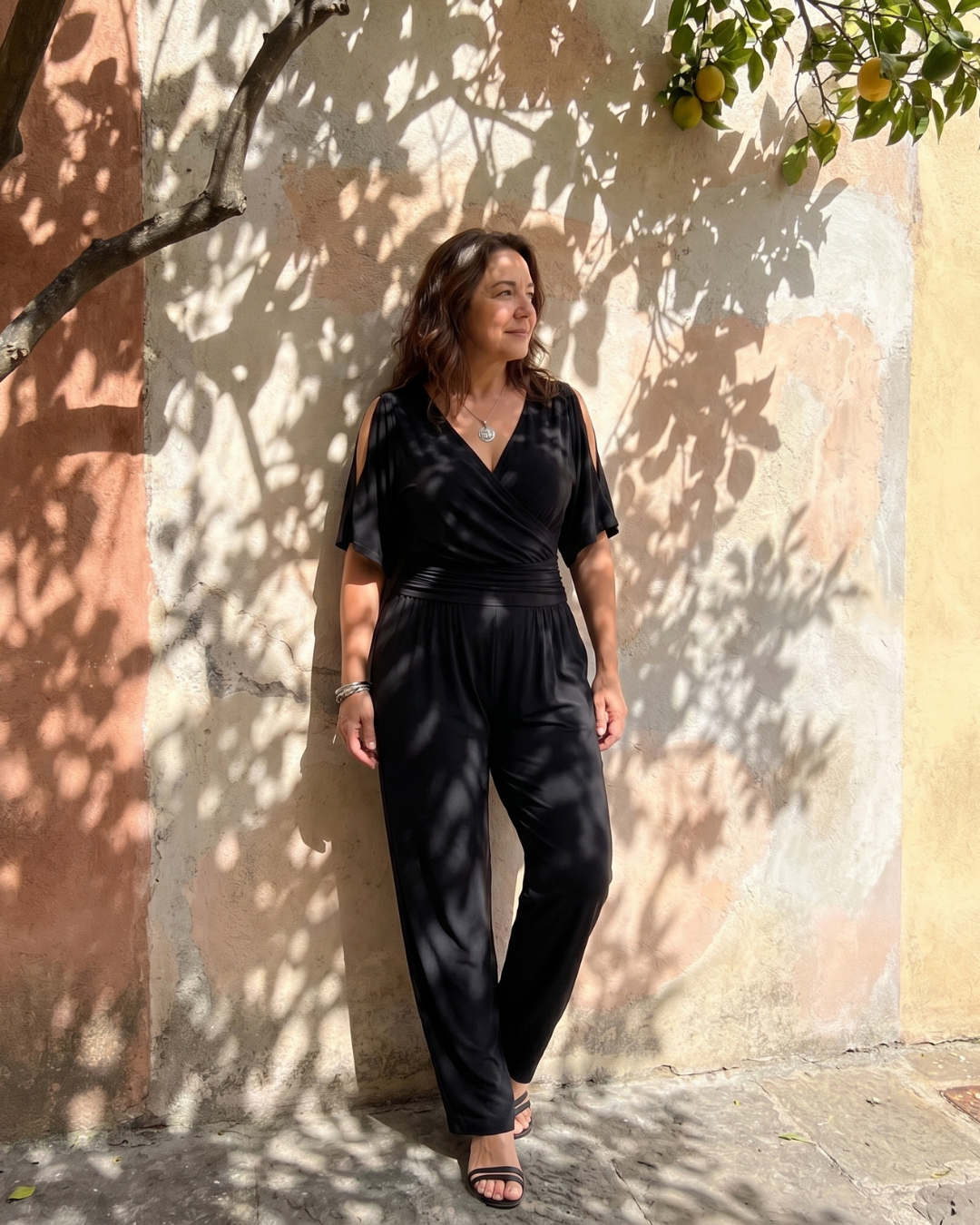 Jumpsuit Women Relaxed Fit Casual Cold Shoulder Wrap Waist