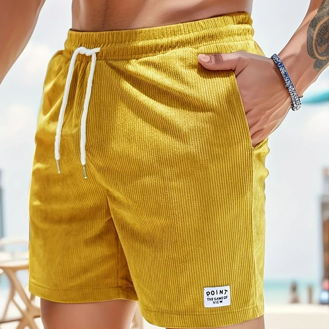 Ribbed Shorts Men Relaxed Fit Casual Summer
