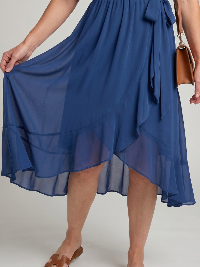 Wrap Midi Dress Women Relaxed Fit Casual Summer