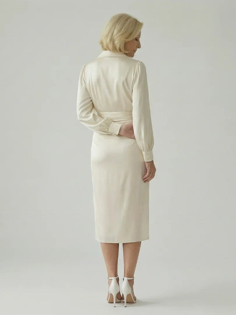 Midi Dress Women Slim Fit Casual Wrap Style