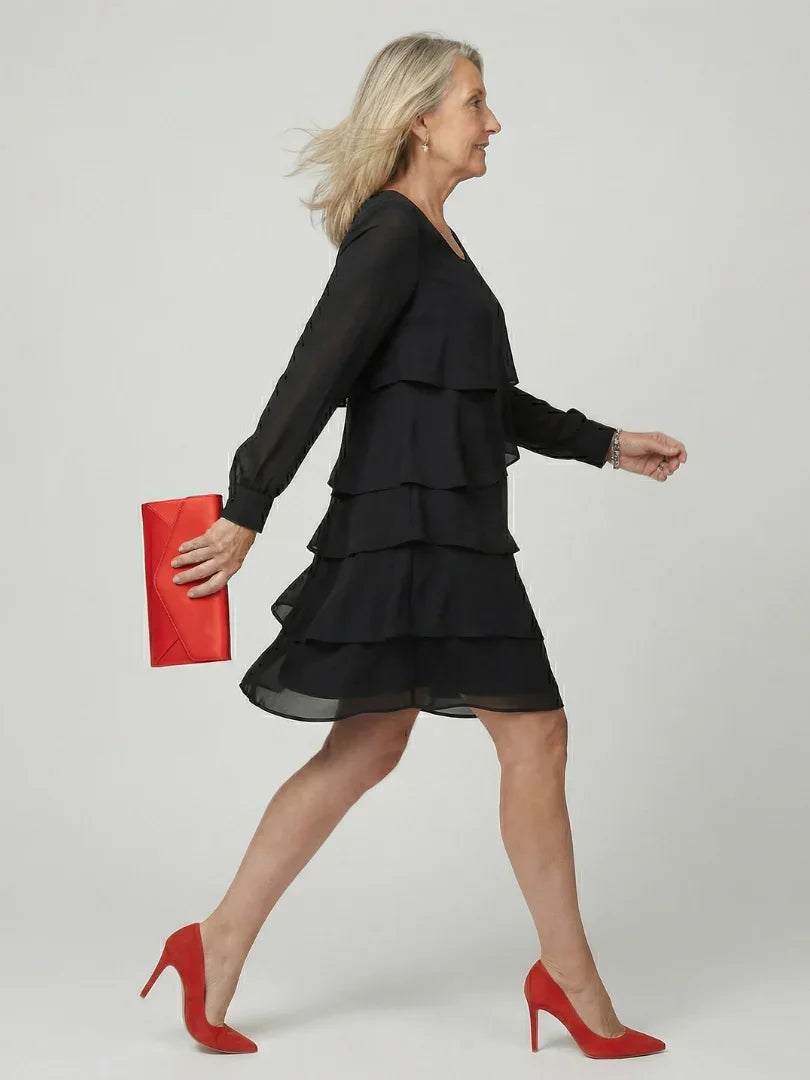Layered Knee-Length Dress Women Relaxed Fit Casual