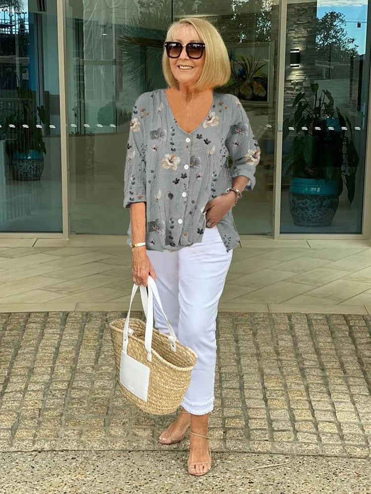 Floral Top Women Relaxed Fit Casual Summer