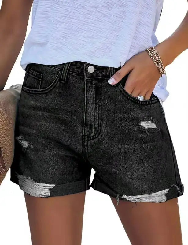 Distressed Shorts Women Regular Fit Casual Summer