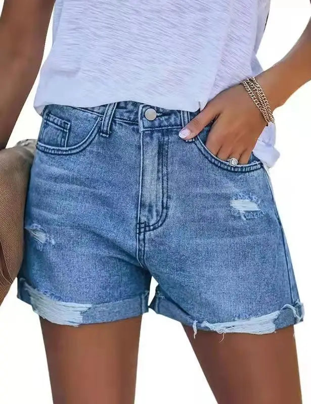 Distressed Shorts Women Regular Fit Casual Summer