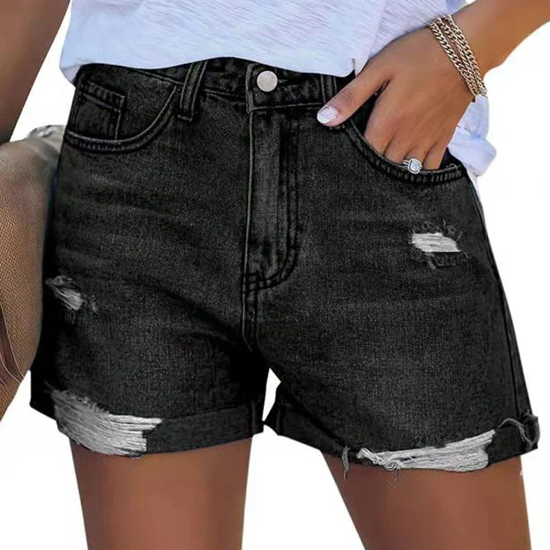 Distressed Shorts Women Regular Fit Casual Summer