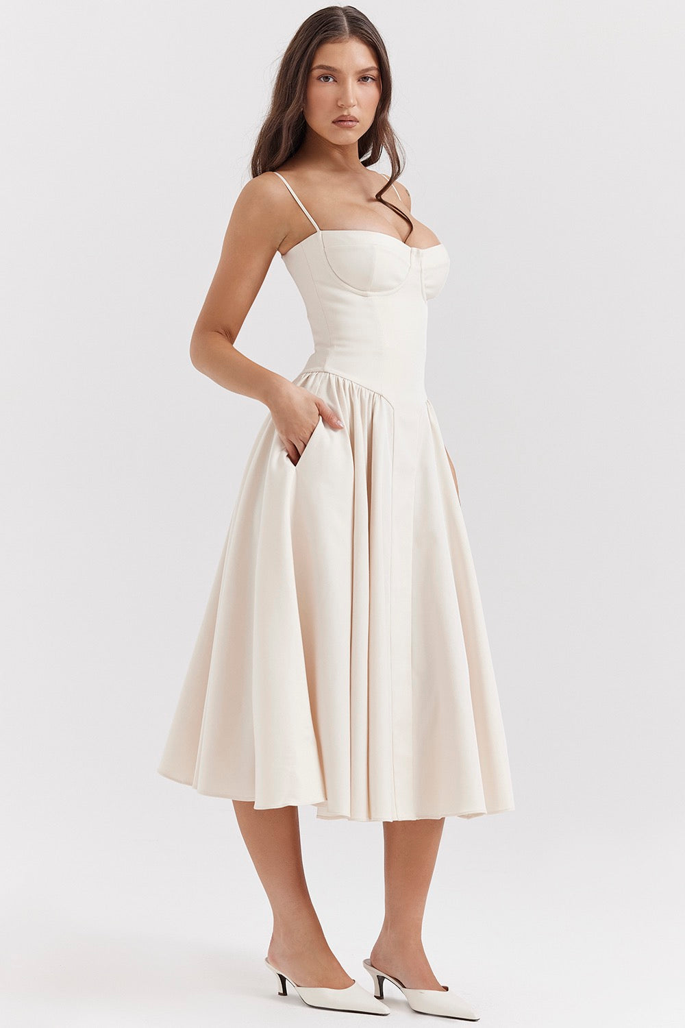 Eleanor | Corset Midi Dress Women Fitted Casual Formal