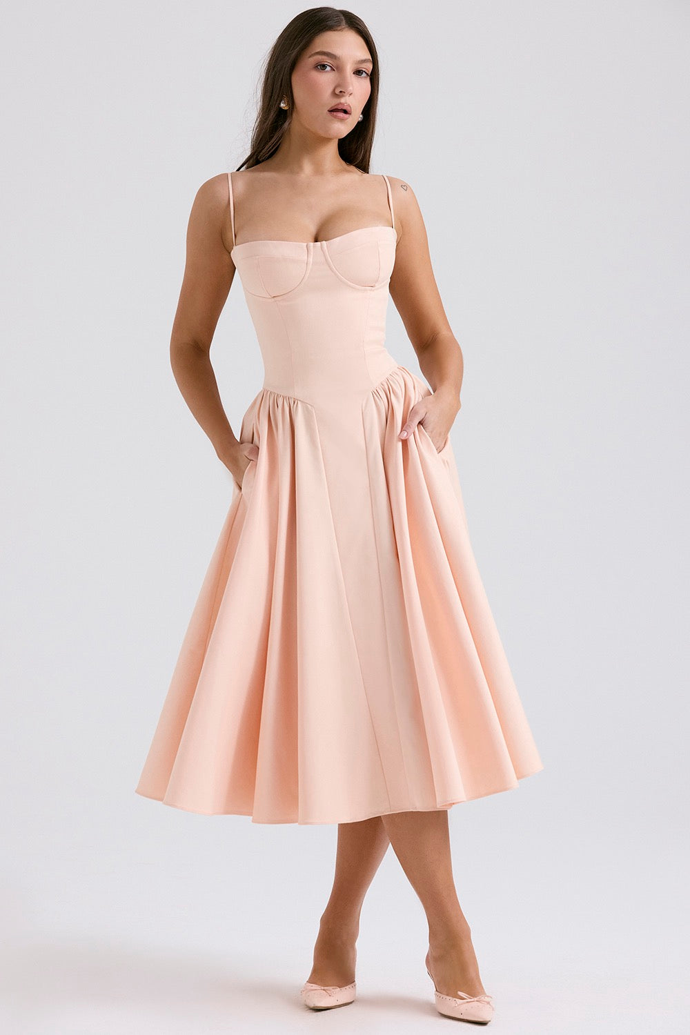 Eleanor | Corset Midi Dress Women Fitted Casual Formal