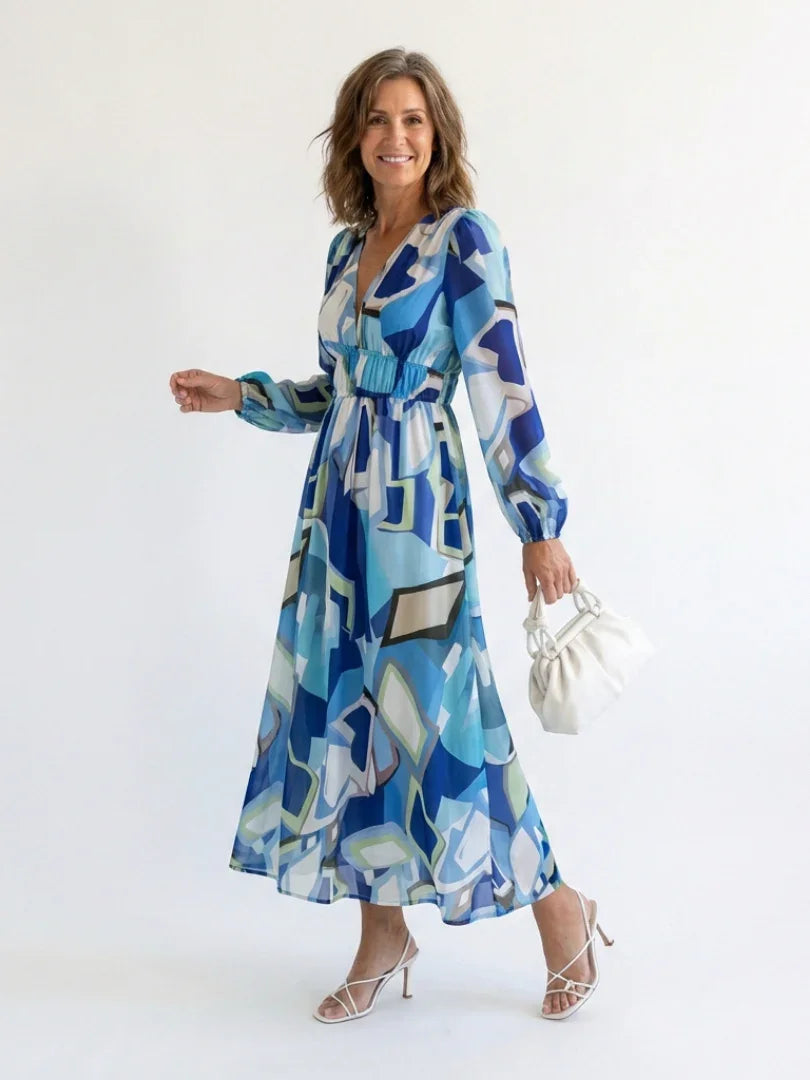 Maxi Dress Women Regular Fit Casual Floral Long Sleeve